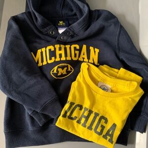 Michigan Wolverines Toddler Hoodie and T-Shirt Navy Yellow 2T 3T NCAA Fan Gear